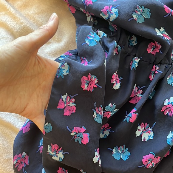 Rebecca Taylor Navy Blue Floral Dress Size 4 - Picture 7 of 10